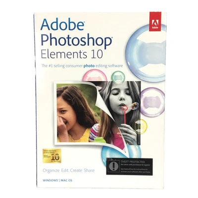 Adobe Photoshop Elements 10 para PC y Mac OS con número de serie - Usado Foto 1 de 4