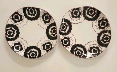 Juego de 2 platos de cena Anthropologie Gloriosa 8" negro y berenjena Foto 1 de 2