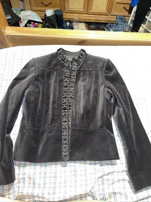 Blazer de terciopelo marrón satinado de colección Elie Tahari para mujer talla 10” Foto 1 de 4