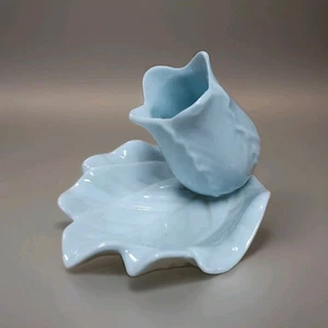 Vintage Irice Aqua Blau Blume Kerzenhalter oder Zahnstocherhalter Japan MCM - Bild 1 von 7