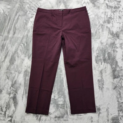 Pantalones Mario Serrani Italia Mujer 14 Rojo Borgoña tiro alto ajustados elásticos al tobillo Foto 1 de 4