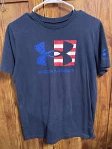 Under Armour Blau Tshirt USA Flagge Logo FREEDOM Jugend XL Loose Fit Kurzarm - Bild 1 von 7