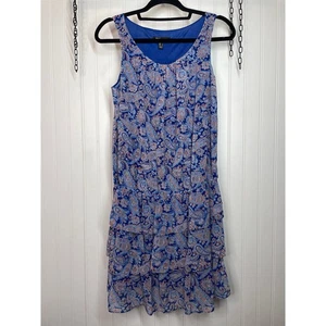 Mini Vestido Mango Paisley Volantes Azul Sin Mangas En Niveles En Capas Talla S - Imagen 1 de 5