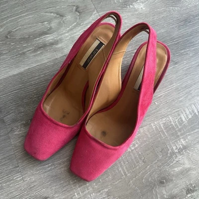 Topshop Gainor Gamuza Puntera Cuadrada Cordones Bloque Chucky Tacones en Rosa Caliente Foto 1 de 4