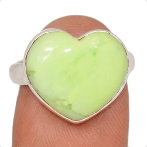 Herz - natürlicher Citron Chrysopras - Tansania 925 Silber Ring Gr.6,5 CR67356 - Bild 1 von 1