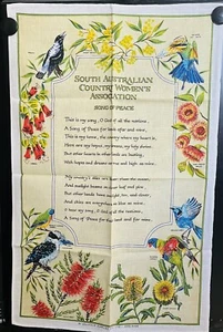 Vintage Souvenir Tea Towel South Australian Country Women’s PURE LINEN Retro - Picture 1 of 8