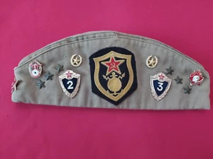 military  garrison cap hat soldier patches ussr russian old pins - Picture 1 of 12