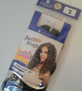 Freetress Bulk Synthetic Hair Braid Cozy Deep 20" Color 2 Blk Shake-N-Go Crochet - Picture 1 of 4