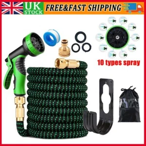 100/150/200FT Heavy Duty Expandable Garden Hose Pipe Flexible Water Spray Gun - Picture 1 of 15