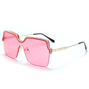 New Fashion Rimless Handmade Chain Sunglasses Ocean Sunglasses Metal Large Frame - Picture 1 of 10