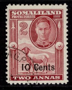 SOMALILAND PROTECTORATE GVI SG126, 10c on 2a maroon, FINE USED. - Picture 1 of 1