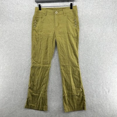 Cabi Pants Womens Size 4 Green Flat Front Boot Cut Wide Leg Linen Blend - Image 1 of 4
