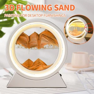Moving Sand Art Picture 360° Sandscape Desk Lamp Hourglass Deep Sea Sand Lights - Picture 1 of 12