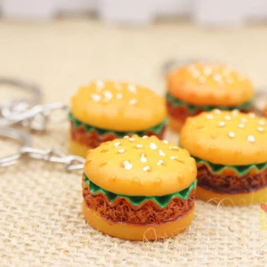 6 PCS Mini Hamburger Keychain Child Lovers Fast Foodkeychain Ring - Picture 1 of 12