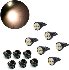 6x T10 W5W LED instrument Panel Dash Light Bulb 1/2" Twist Lock Base Warm White - Picture 1 of 6