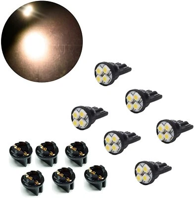 6x T10 W5W LED instrument Panel Dash Light Bulb 1/2" Twist Lock Base Warm White - Image 1 of 4