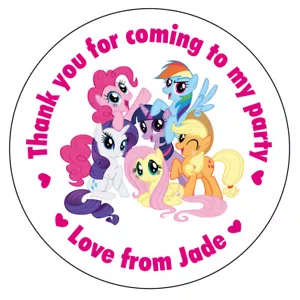 Personalised Round My Little Pony Birthday Party Stickers Sweet Cones Seals 1021 - Picture 1 of 3