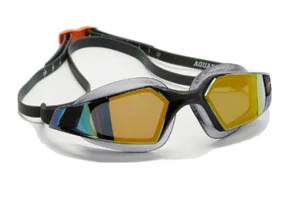 SPEEDO AQUAPULSE PRO SPIEGEL SCHWIMMBRILLE MIT ATEMBERAUBENDEN SELTENEN GOLDENEN OBJEKTIVEN - Bild 1 von 5