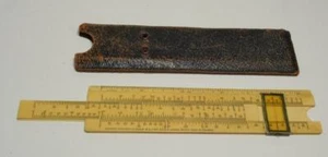 Antique 1920th Guedon Plastic Slide Rule in original leather case Made France - Picture 1 of 3