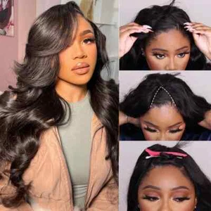 2024 WOMEN U-shaped wig, human wavy wig, glueless Brazilian wig - Foto 1 di 17