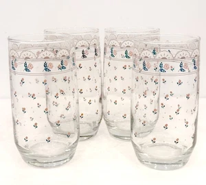 Set 4 Bicchieri Vetro Vintage 1988 CHD Rosa Rosa Collezione Victoriana - Foto 1 di 3