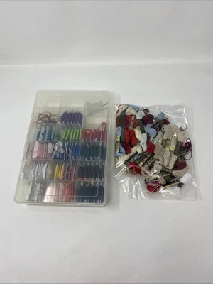 Embroidery Floss Skeins Lot of 134 Cards Bobbins Skeins + Plastic Organizer Box - Image 1 of 4