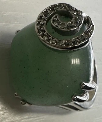 Ювелирное женское кольцо Park Lane размер 7 мятно-зеленый авантюрин серебристый завиток - Изображение 1 из 4