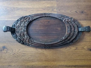 Antico indonesiano in legno intagliato a mano? Asiatico? Set 4 piatti da portata in legno - Foto 1 di 24