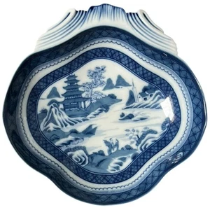 Mottahedeh VA Vista Allegre Blue White Canton Historic Charlestown Shell Plate - Picture 1 of 5