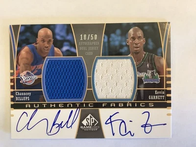 KEVIN GARNETT CHAUNCEY 2004 SP Game Used Authentic Fabrics Dual Auto  18/50  - Image 1 of 4