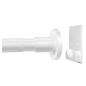 White New 1 Shower Curtain Rod 1 Inch Diameter Adjustable 32 to 68",with Holders - Picture 1 of 3