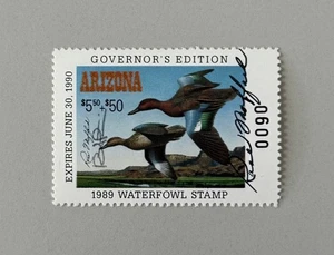 1989 Arizona State Duck Stamp - Governor and Artist Hand Signed - Picture 1 of 2