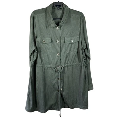 Torrid женщин армия зеленый искусственной замши на пуговицах собранный талии куртка размер 2 - Изображение 1 из 4