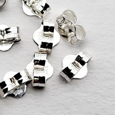 Pendientes traseros de plata de ley 0,925 de 5x3 mm 10 piezas tuercas de embrague mariposa Foto 1 de 4