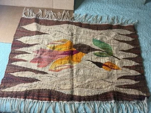Vintage Small 36”x24” Floral Area Rug w Fringe Wall Decor Bathroom Rug - Picture 1 of 3