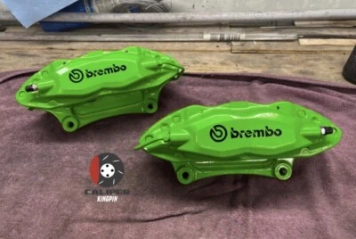 Par de pinzas de freno delanteras Ford Mustang GT con recubrimiento en polvo verde lima 07-14 5,0 Foto 1 de 3