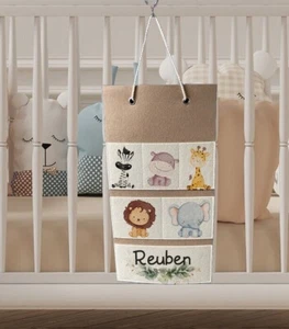 Personalised wall storage organiser , hanging pocket, safari theme kids item - Picture 1 of 1