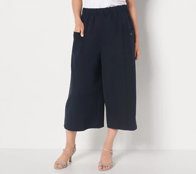 Nuevo Truth + Style 2X Pantalones Pull-On Tejidos Reg Recortados Pierna Ancha Negros QVC 4520-Q Foto 1 de 4