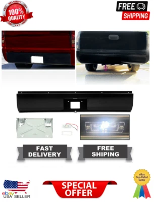 Parachoques trasero de acero con luz de matrícula para 99-07 Chevy Silverado 1500 Foto 1 de 4