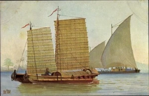 PHILIPPINES Smaller Matt-Sailed Transport Boat; Marine Gallery 878; Artist PC;VG - Imagen 1 de 2
