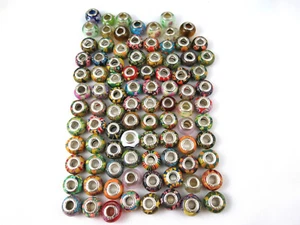 Lot of 91 Sterling Silver 925 Various Charm Glass Beads Charms - Foto 1 di 11