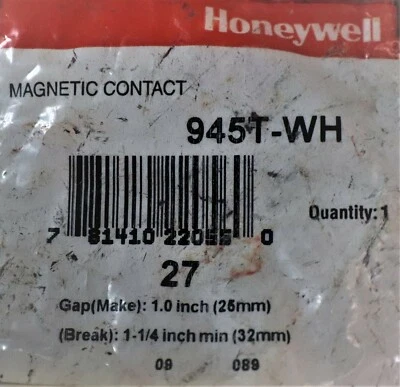 Honeywell A 945T-WH Window Surface Mount Contacts w/ Terminals, White - Image 1 of 2