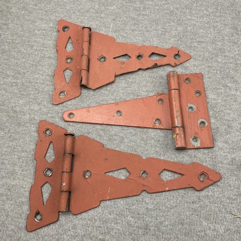 Vintage Old Barn Door Shed Cabin Salvaged Hinges Rusty Patina Painted Lot Of 3 Cover