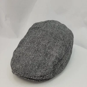 Gorra plana de mezcla de lana de espiga blanca y negra - Imagen 1 de 8