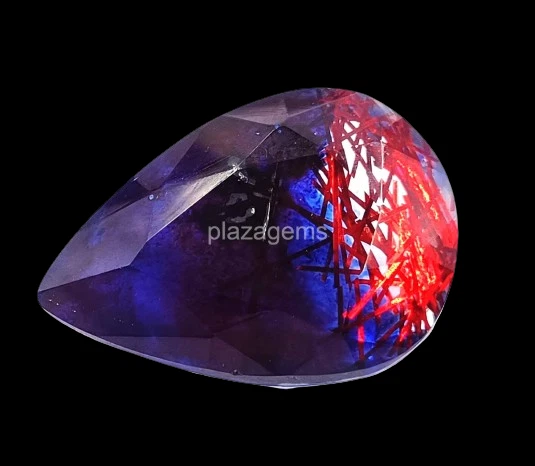 Rare Bi-Color Rutilated Quartz 66 Ct Certified Pear Cut Loose Gemstone 4AUU - Image 1 of 4
