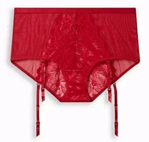 Torrid Sexy Lipstick Red Shimmer Lace Garter Brief Panty Plus Size 5X, 28 - Picture 1 of 6