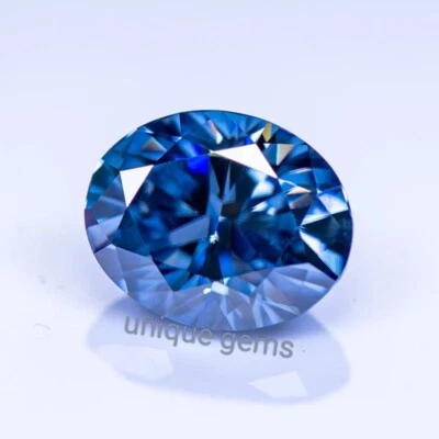 AAA+ 2 CT Fancy Blue VVs1 Loose Diamond 9x7mm Oval cut Premium Quality Gemstone - Image 1 of 4