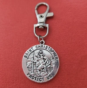 St Christopher swivel clasp Patron Saint of travel Protect Us Medal Charm - Picture 1 of 2