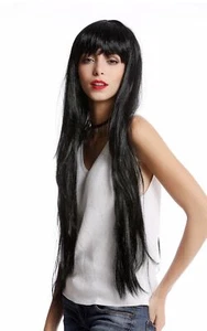 Perücke Damenperücke Karneval Halloween Sehr Lang Pony Schwarz glatt YLX-9501 - Bild 1 von 4