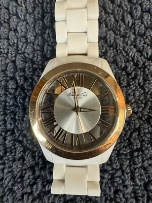 Reloj Kenneth Cole New York KC4860 Correa Blanca y Estuche Ver a través de Estuche Oro Rosa Foto 1 de 4
